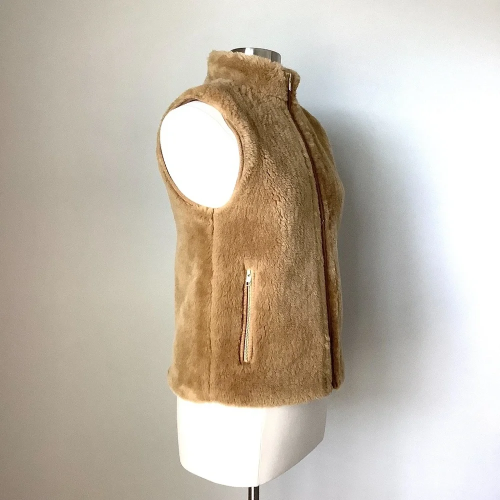 J. Crew Plush‎ Fleece Excursion Vest Tan Soft Blogger Cognac XS